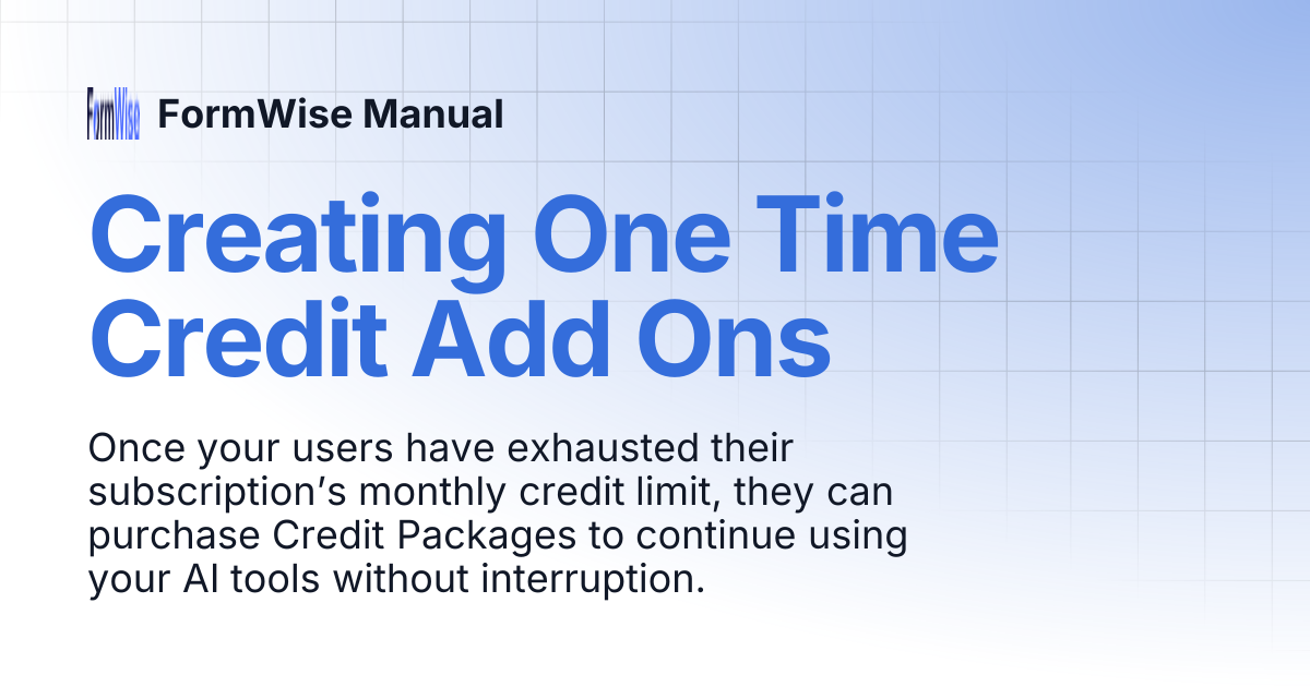 Creating One Time Credit Add Ons | FormWise Manual