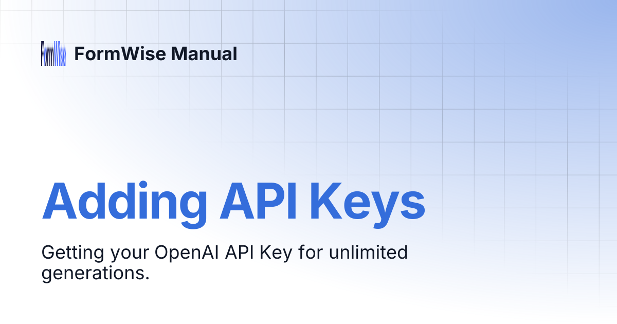 Adding API Keys | FormWise Manual